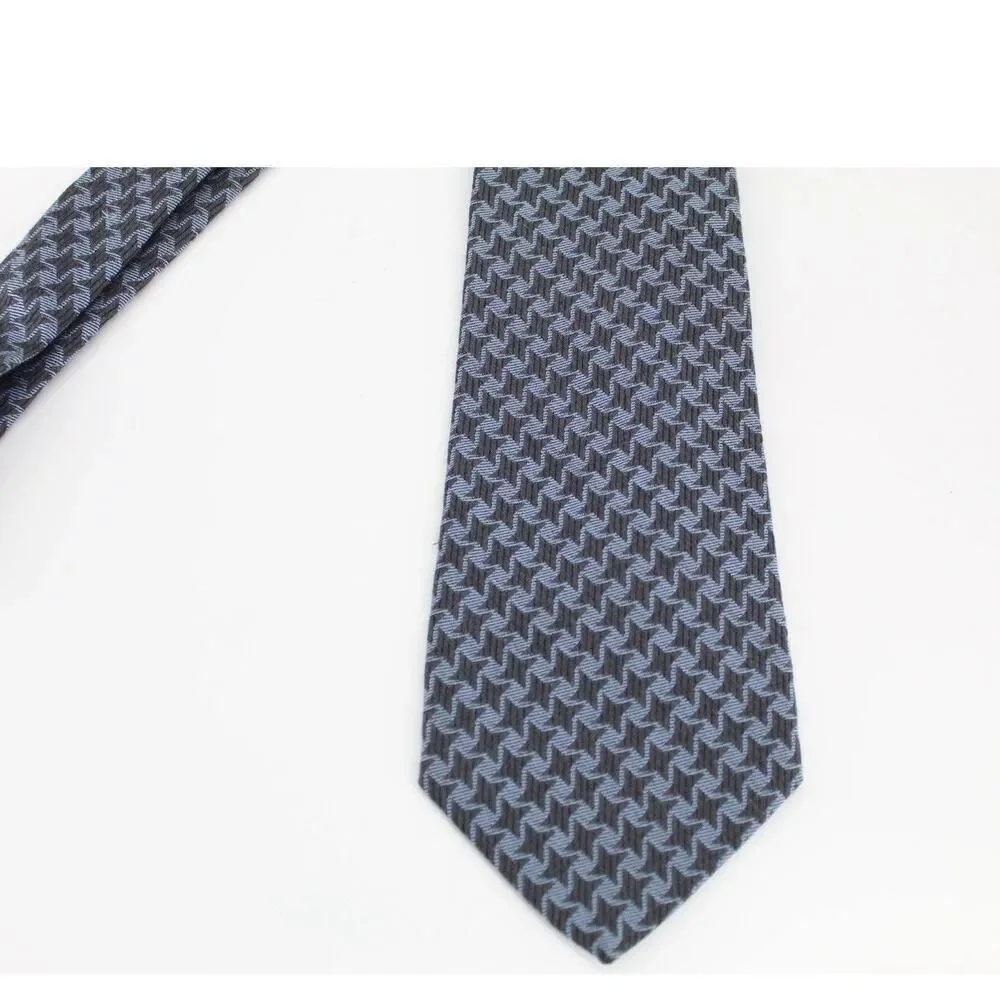 Robert Talbott Best of Class Tie Gray Blue Houndstooth 100% Silk Hand Sewn USA